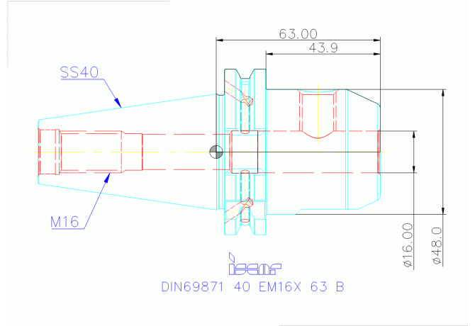 DIN69871 40 EM16X 63 B