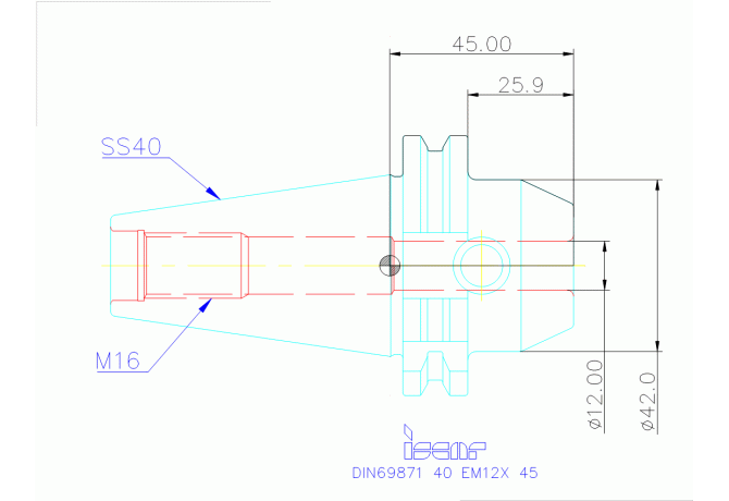 DIN69871 40 EM12X 45