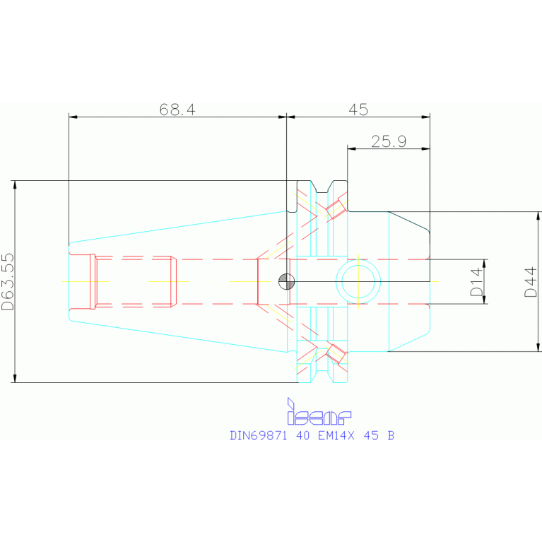 DIN69871 40 EM14X 45 B