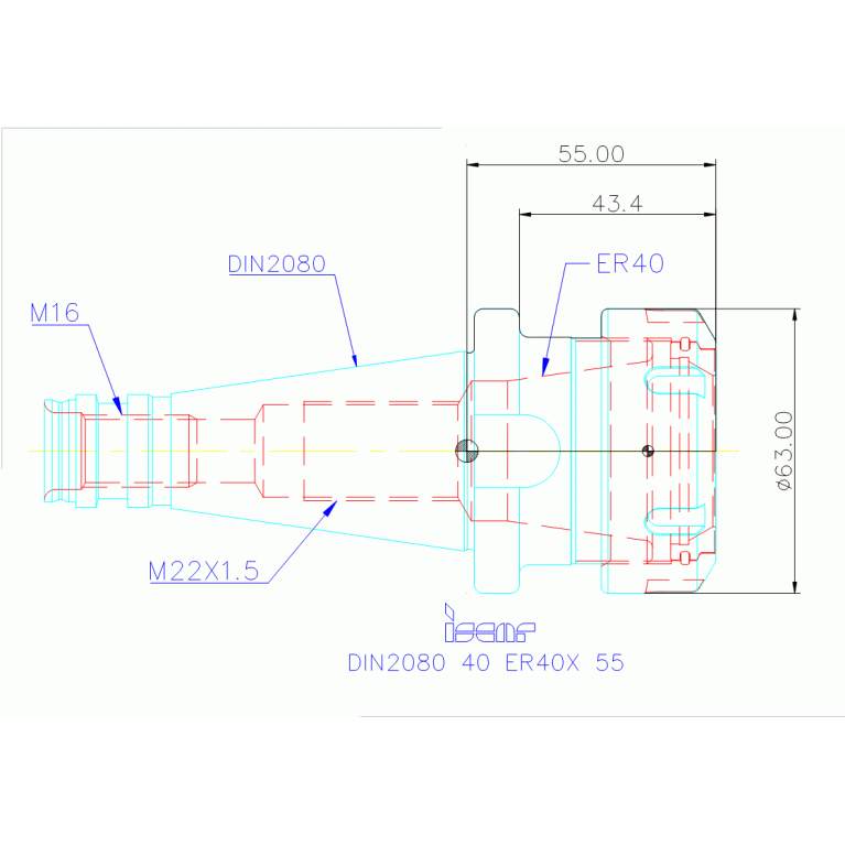 DIN2080 40 ER40X 55