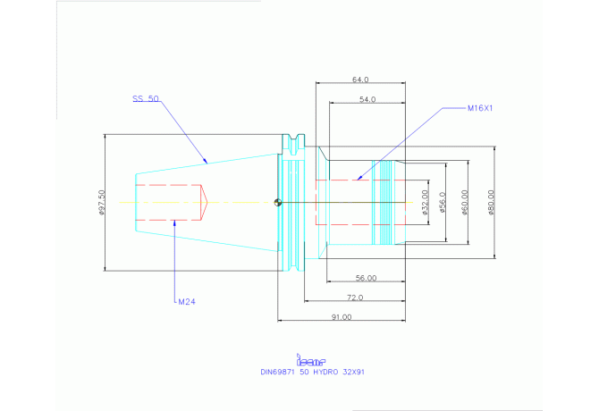 DIN69871 50 HYDRO 32X91