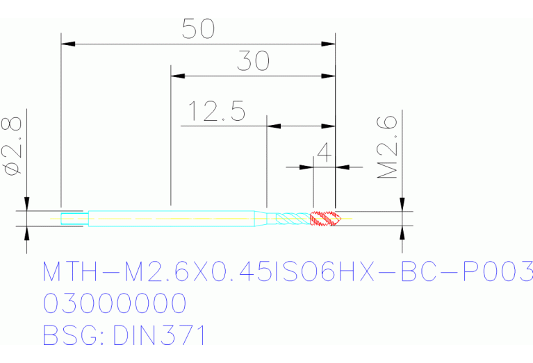MTH-M2.6X0.45ISO6HX-BC-P003