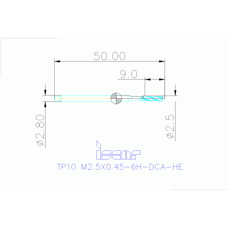 TP10 M2.5X0.45-6H-DCA-HE