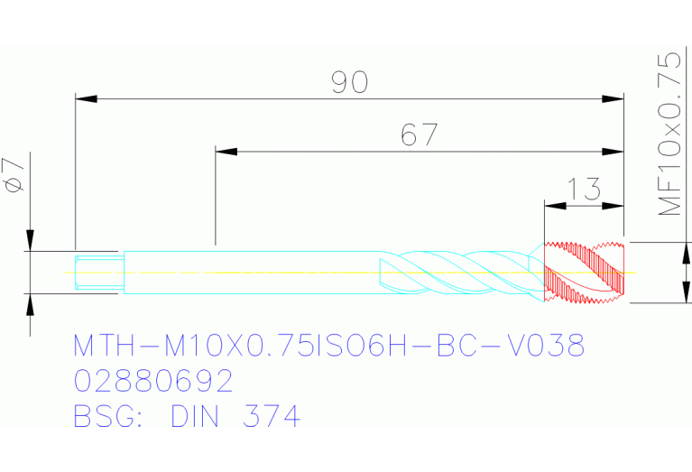 MTH-M10X0.75ISO6H-BC-V038