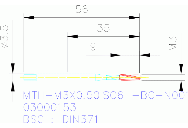 MTH-M3X0.50ISO6H-BC-N001