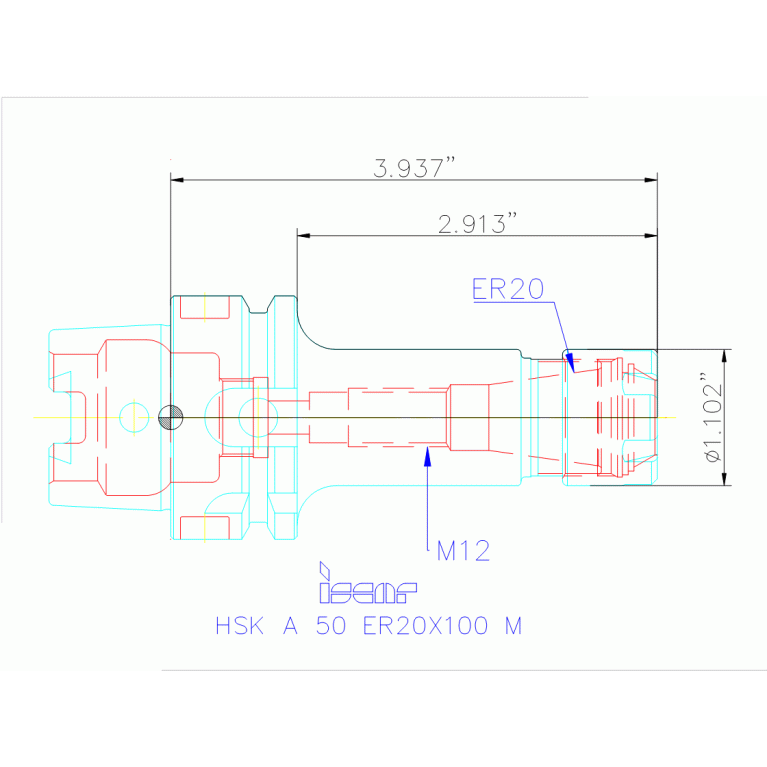 HSK A50 ER20X100M*