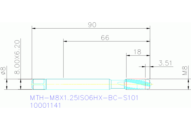 MTH-M8X1.25ISO6HX-BC-S101
