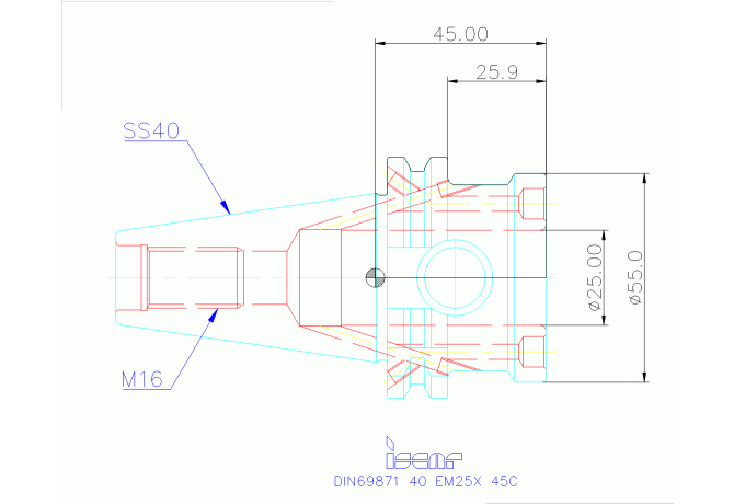 DIN69871 40 EM25X 45C