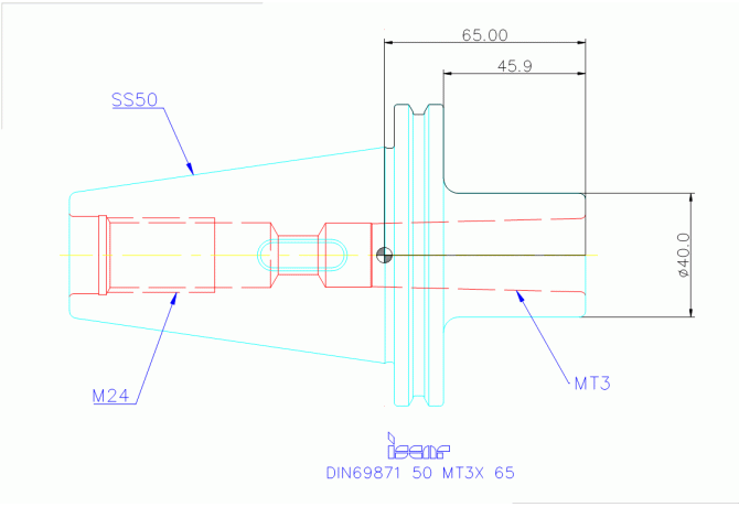 DIN69871 50 MT3X 65