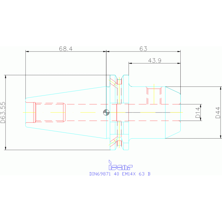 DIN69871 40 EM14X 63 B