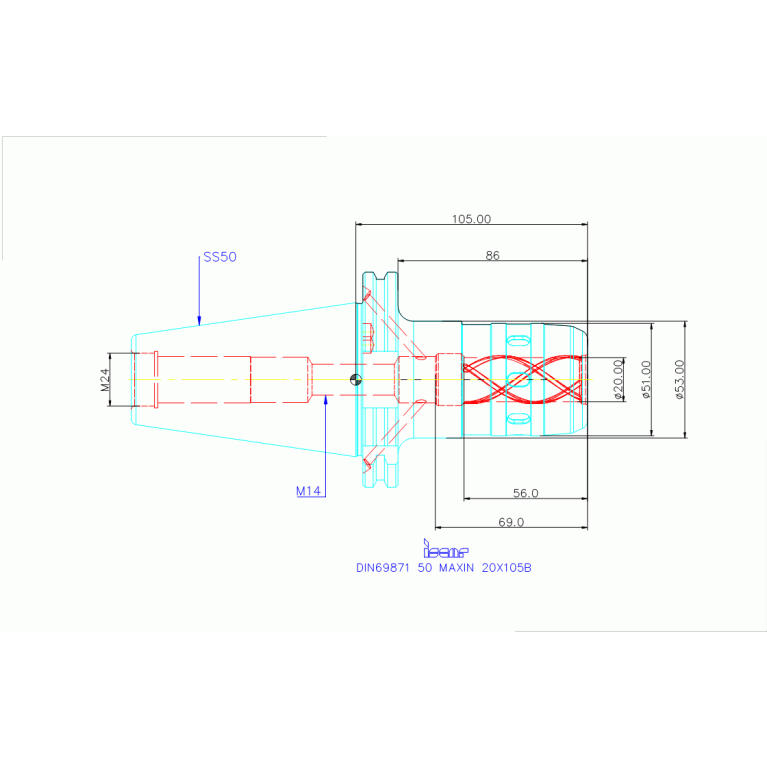 DIN69871 50 MAXIN 20X105B