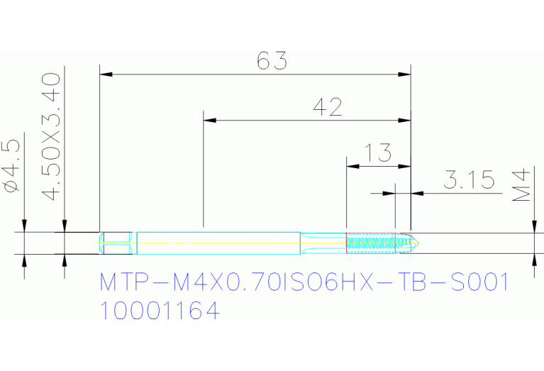 MTP-M4X0.70ISO6HX-TB-S001