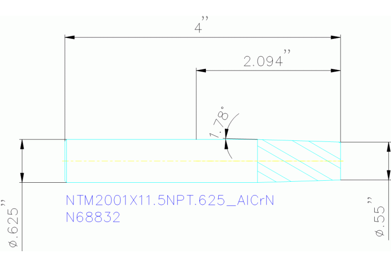 NTM2001X11.5NPT.625 ALCRN