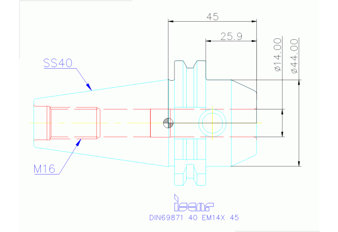 DIN69871 40 EM14X 45