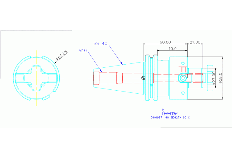 DIN69871 40 SEM27X 60 C