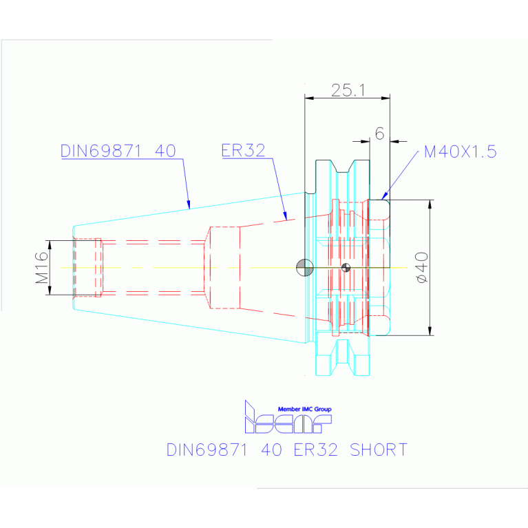 DIN69871 40 ER32 SHORT