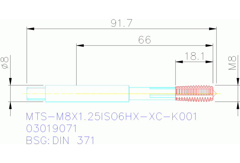 MTS-M8X1.25ISO6HX-XC-K001