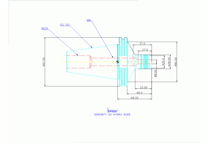 DIN69871 50 HYDRO 8X68