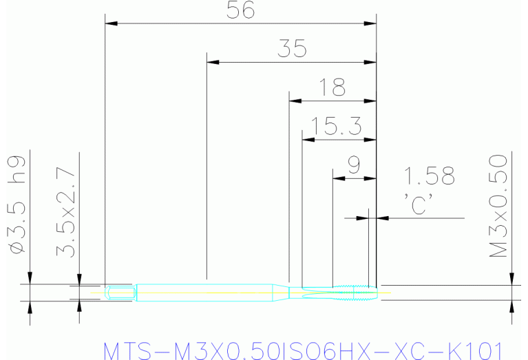 MTS-M3X0.50ISO6HX-XC-K101