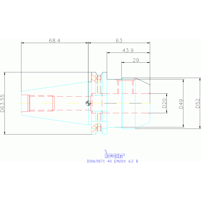 DIN69871 40 EM20X63 B