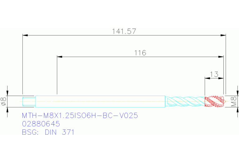 MTH-M8X1.25ISO6H-BC-V025