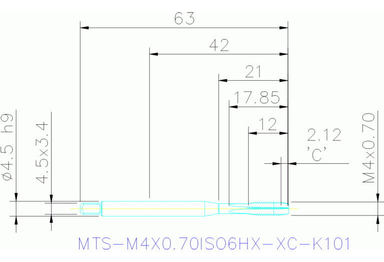 MTS-M4X0.70ISO6HX-XC-K101