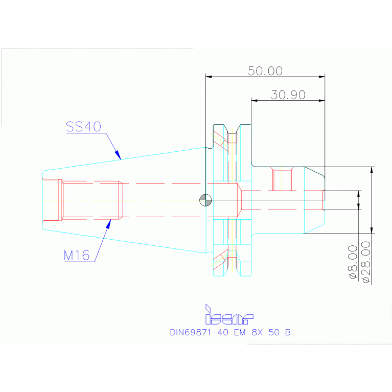 DIN69871 40 EM 8X 50 B