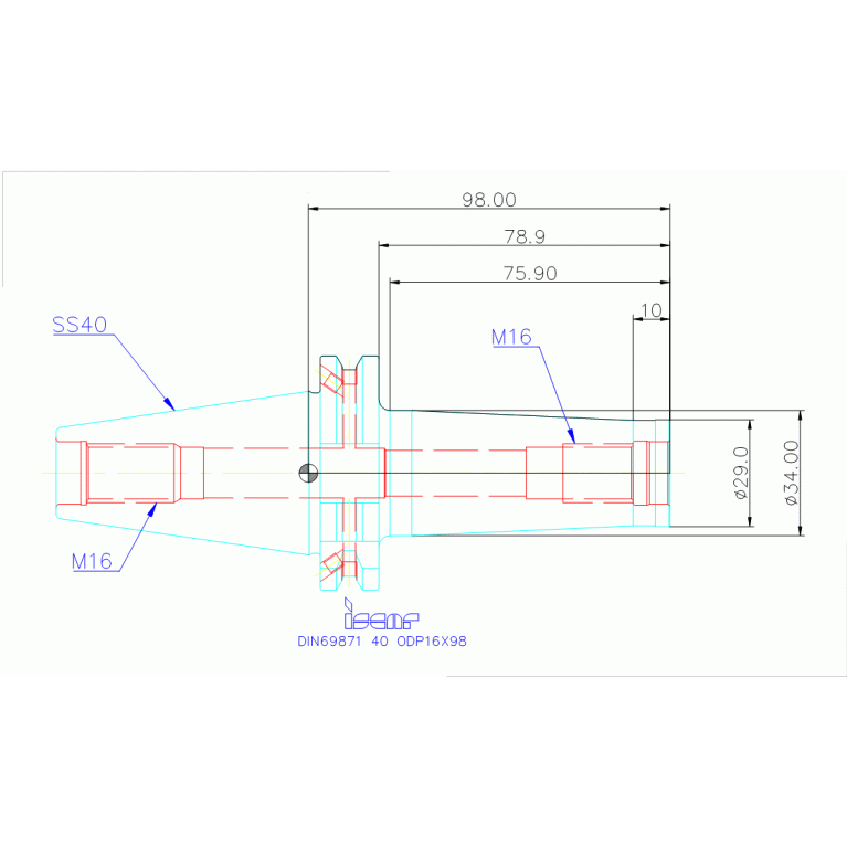 DIN69871 40 ODP16X98