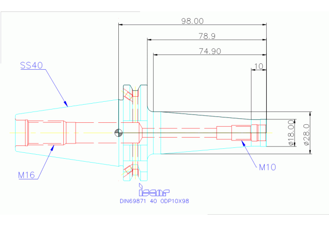 DIN69871 40 ODP10X98