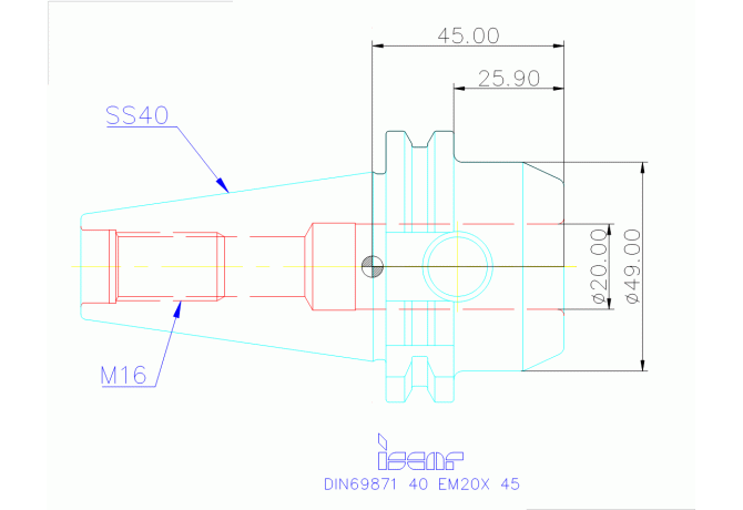 DIN69871 40 EM20X 45