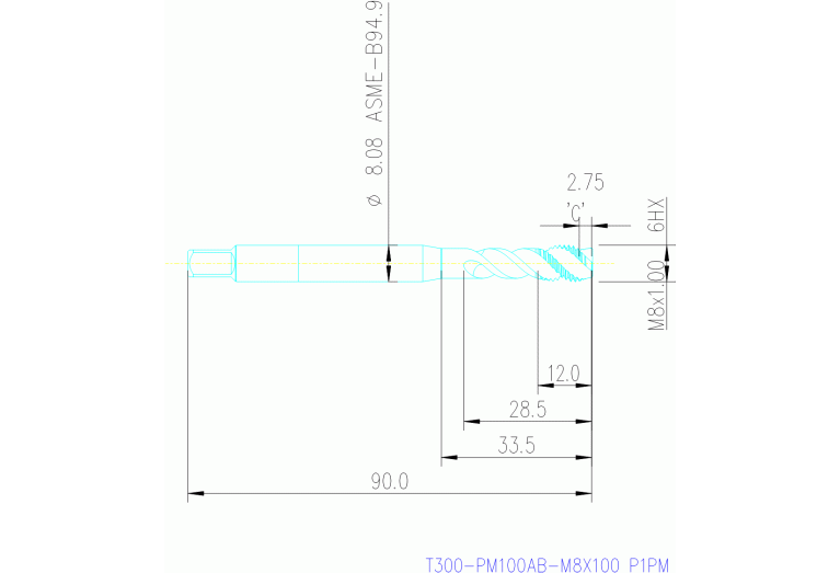 T300-PM100AB-M8X100 P1PM