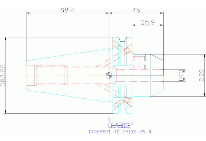 DIN69871 40 EM10X 45 B