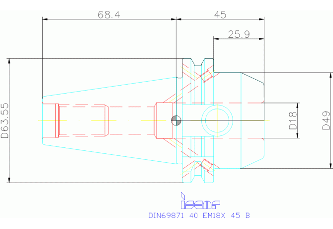 DIN69871 40 EM18X 45 B