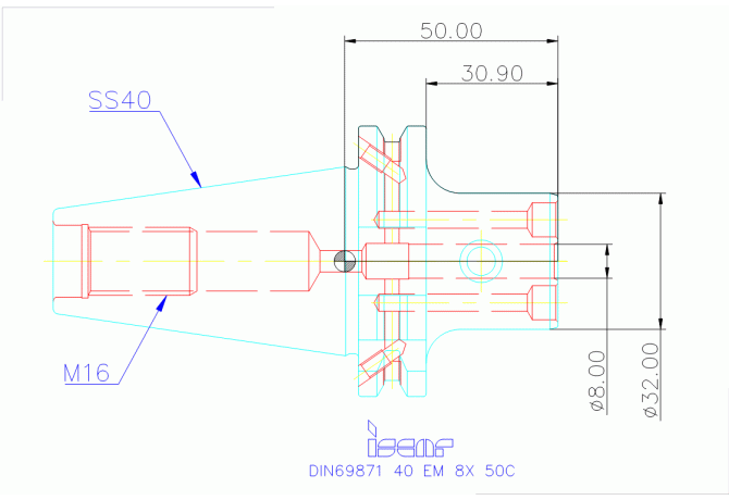 DIN69871 40 EM 8X 50C
