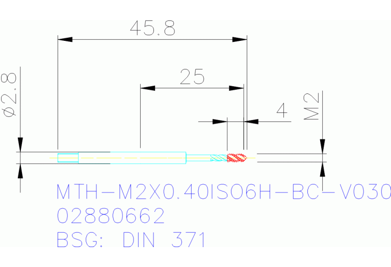 MTH-M2X0.40ISO6H-BC-V030