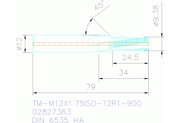 TM-M12X1.75ISO-12R1-900