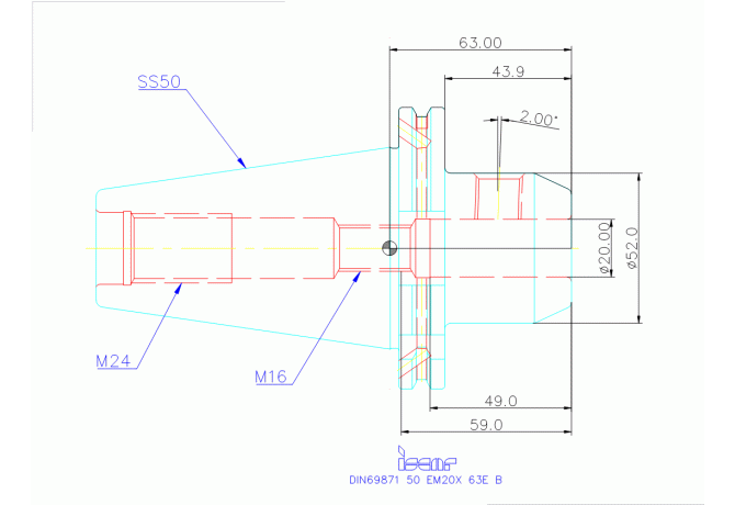 DIN69871 50 EM20X 63E B