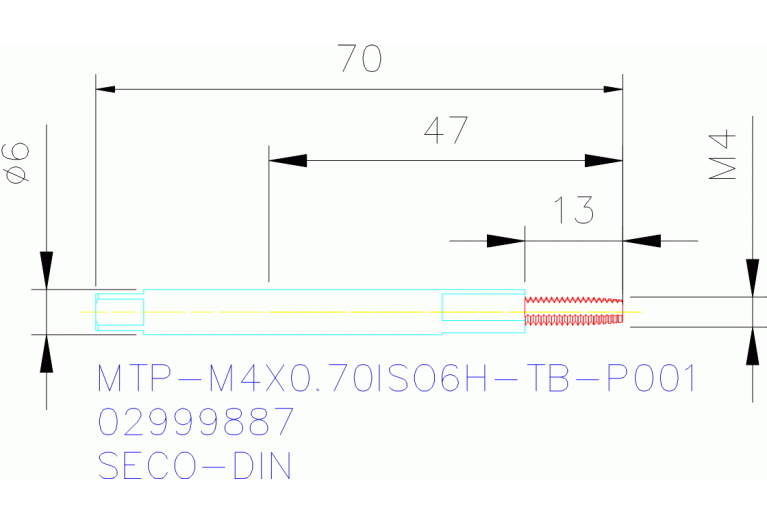 MTP-M4X0.70ISO6H-TB-P001