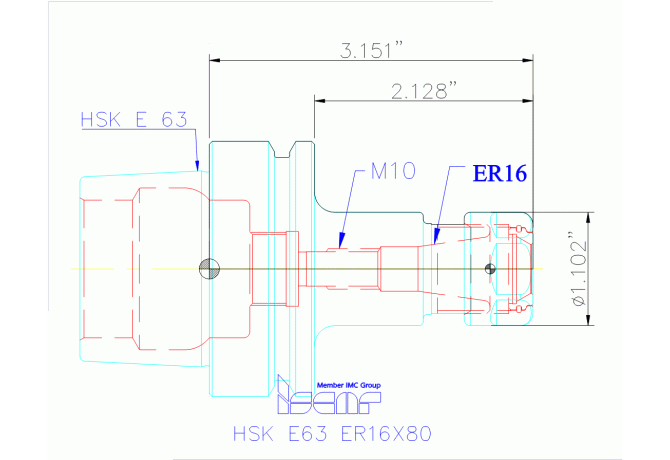 HSK E63 ER16X80