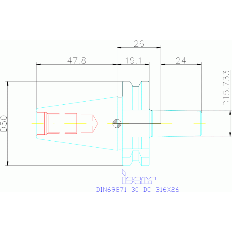 DIN69871 30 DC B16X26
