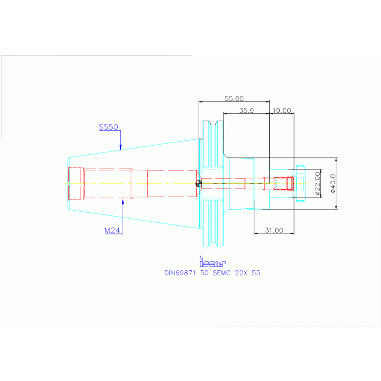 DIN69871 50 SEMC 22X 55