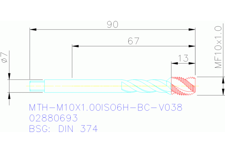MTH-M10X1.00ISO6H-BC-V038