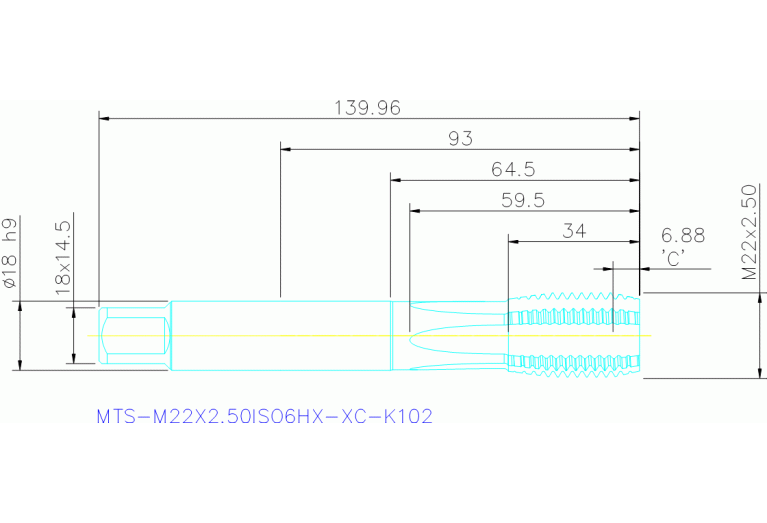 MTS-M22X2.50ISO6HX-XC-K102