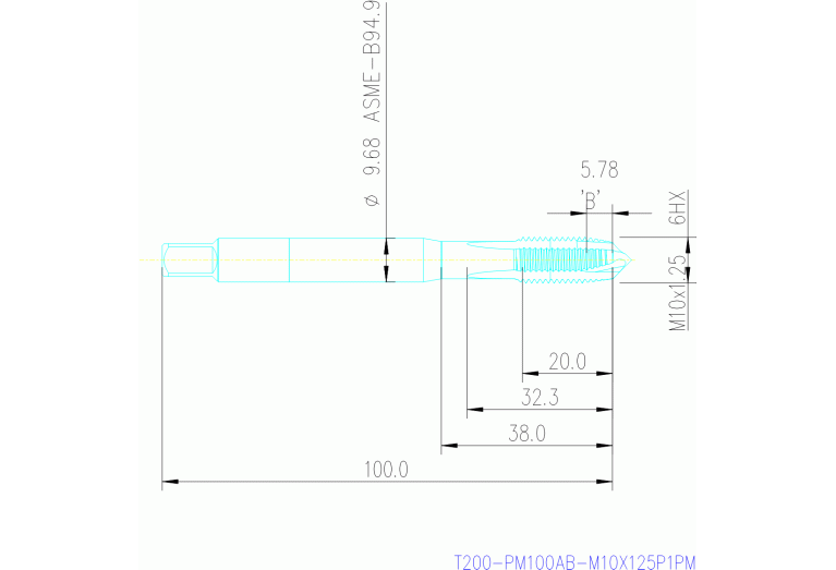 T200-PM100AB-M10X125P1PM