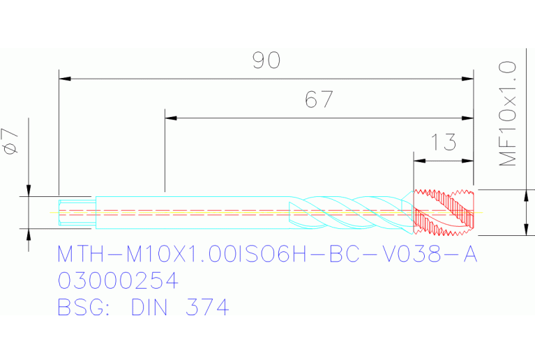 MTH-M10X1.00ISO6H-BC-V038-A