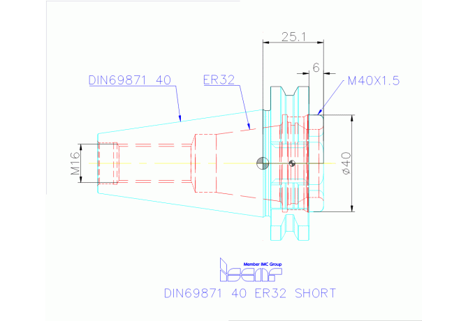 DIN69871 40 ER32 SHORT