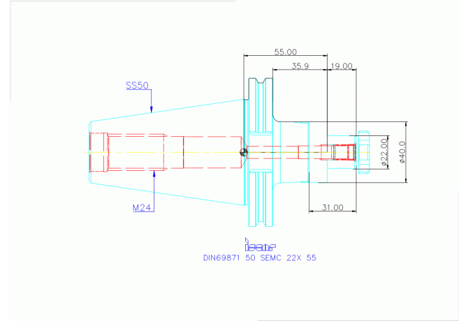 DIN69871 50 SEMC 22X 55