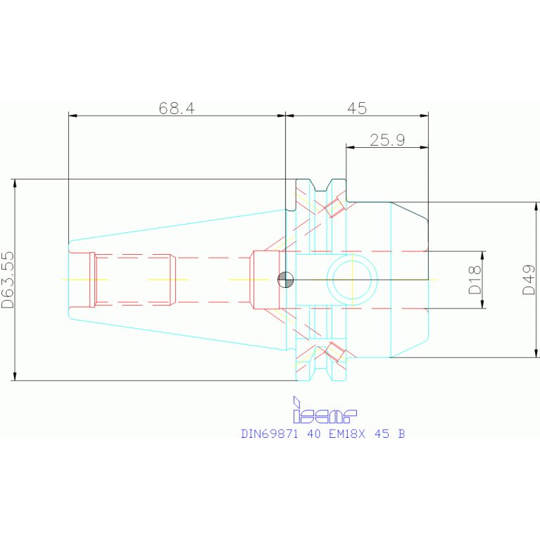 DIN69871 40 EM18X 45 B