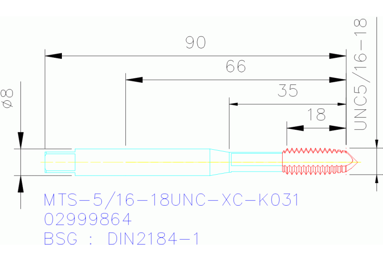 MTS-5/16-18UNC-XC-K031