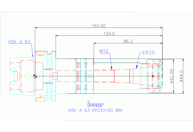 HSK A 63 ER25X160 BIN